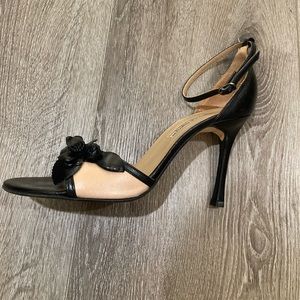 Strappy Leather Charles David Heels with Flower Detail